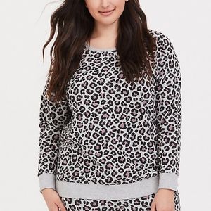 Torrid Grey & Pink Leopard Print Sweatshirt